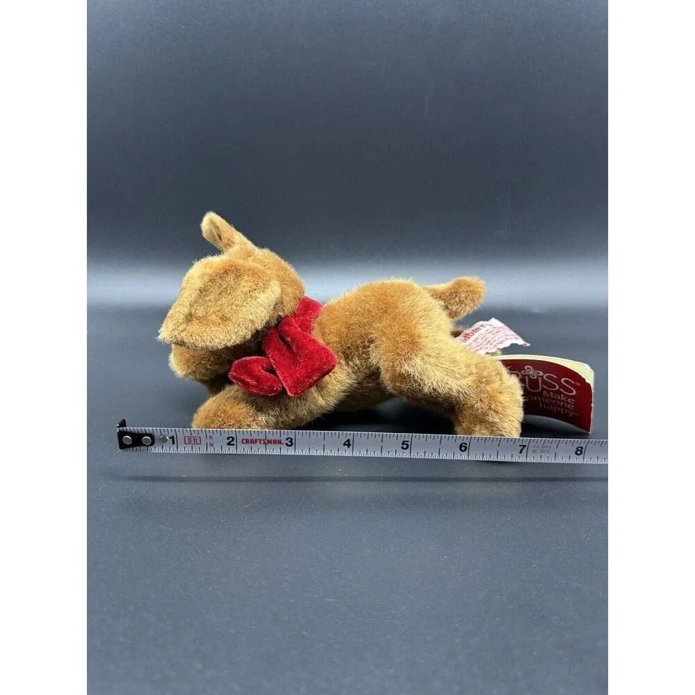 Russ Berrie Cadberry Brown Puppy Dog with Red Velvet Scarf Stuffed Animal 8